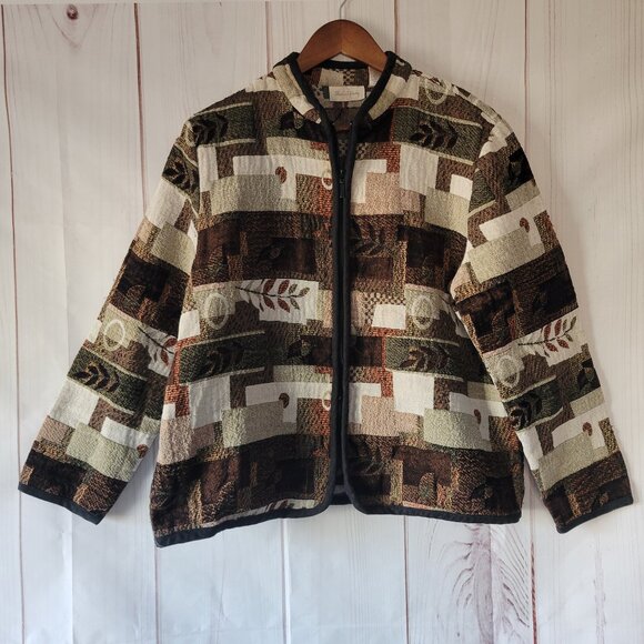 Vintage Studio Works Patchwork Jacket, Zip-up Women’s XL, Brown/Beige, Lined EUC - Picture 1 of 7